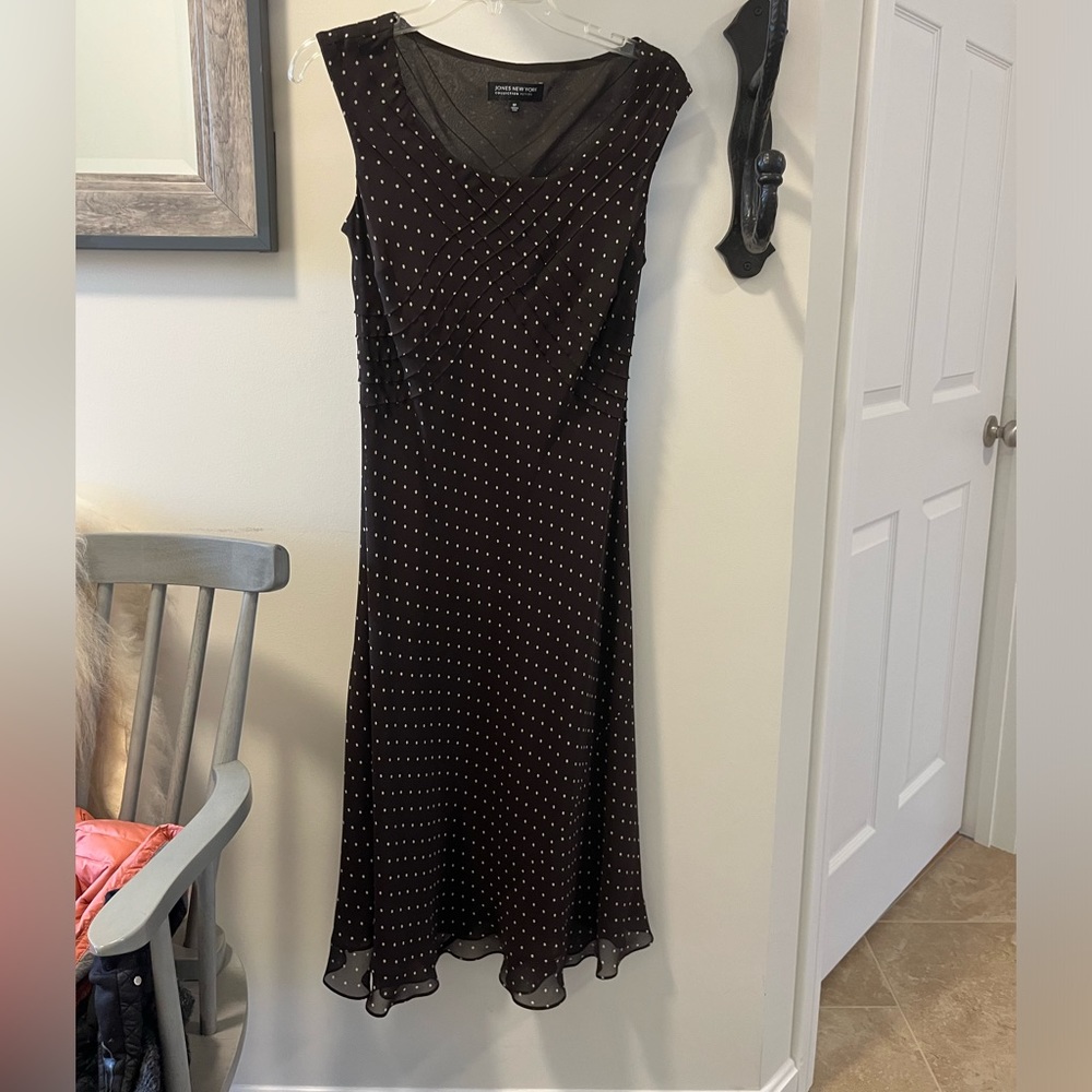 Rich Brown Polka Dot A Line Dress size 8P